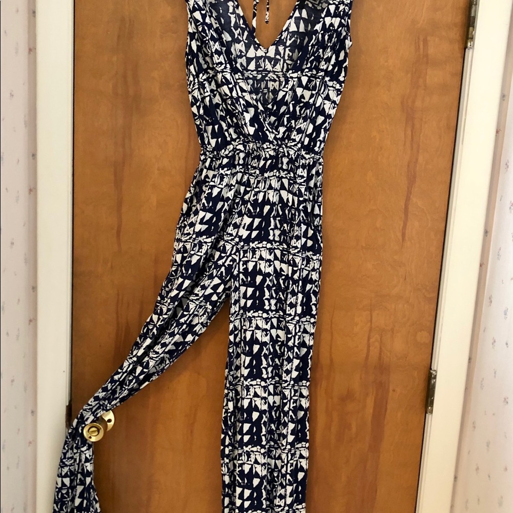 Blue and white jumpsuit